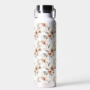 Rosa braune Aquarell-Wildblumen-Wasserflasche Trinkflasche