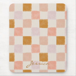 Rosa Braune Beige Geometrisches Muster Stylisch Mousepad