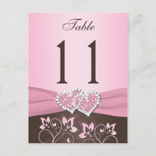 Rosa, braune Blüte, Herz-Tischnummer Postkarte