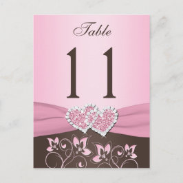 Rosa, braune Blüte, Herz-Tischnummer Postkarte