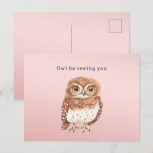 Rosa Braune Eule Ich Werde Dich Wiedersehen Postkarte