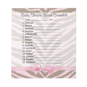 Rosa/braune Kinderdusche Word Scramble Game 40 Sei Notizblock