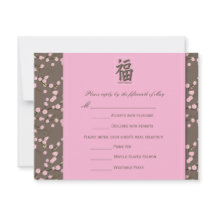 Rosa, braune Kirschblüten - Antwortkarte