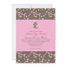 Rosa, braune Kirschblüten Einladung zur Hochzeit