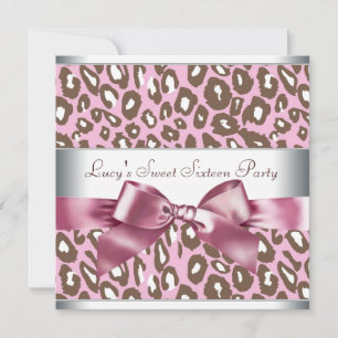 Rosa braune Leopard Sweet Sixteen Geburtstagsfeier Einladung