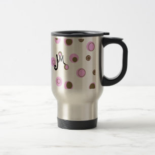 Rosa braune Punkte Monogramm Reisebecher