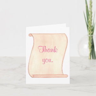 Rosa & Braune Schriftrolle Hochzeit Danksagungskar Dankeskarte