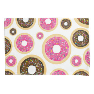 Rosa & braune Streusel-Donuts Moderne Freude Cute Kissenbezug
