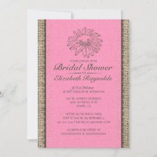 Rosa braune Vintage-Spitze-Hochzeitsduscheinladung Einladung