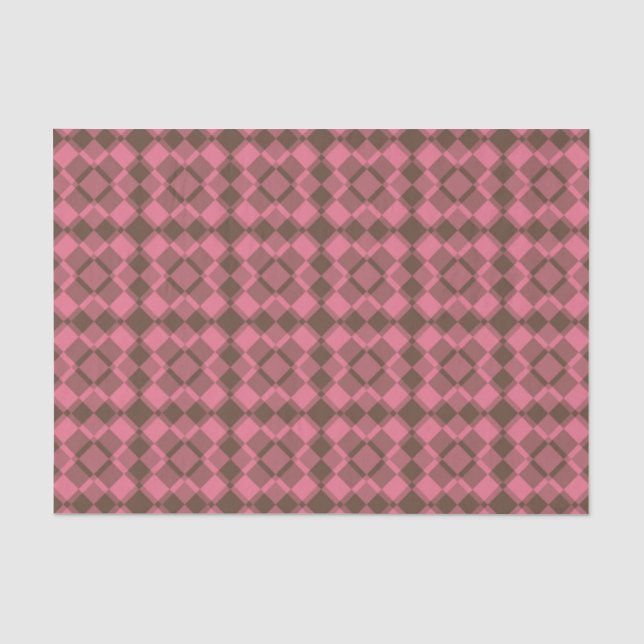 Rosa Braunes Karo-Argyle-Muster Seidenpapier (Vorderseite)