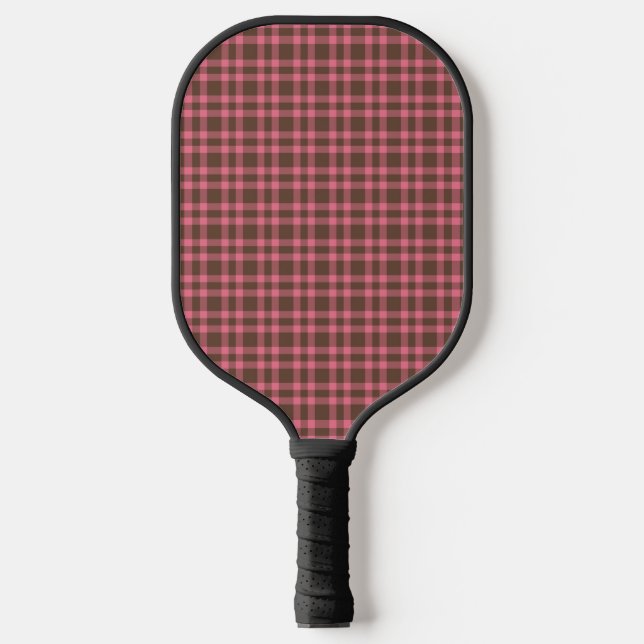 Rosa braunes Karomuster Pickleball Schläger (Vorderseite)