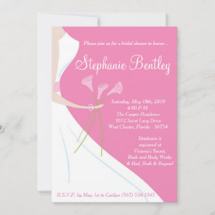 Rosa Brautkleid Brautdusche Einladung