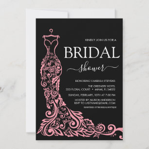 Rosa Brautkleid Brautparty Einladung