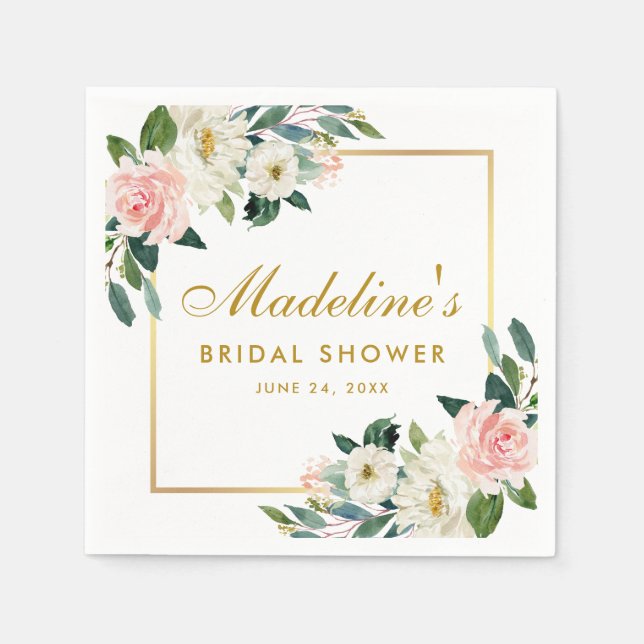 Rosa Brautparty Blütenfarben Serviette (Vorderseite)
