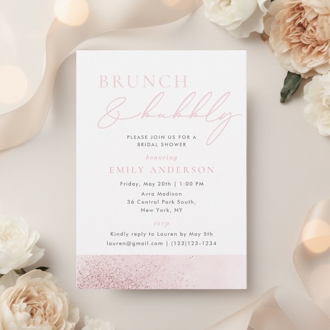 Rosa Brautparty Brunch und Bubbly Einladung (Von Creator hochgeladen)