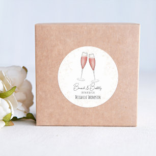 Rosa Brautparty-Brunch und sprudelnde Wasserfarbe Runder Aufkleber