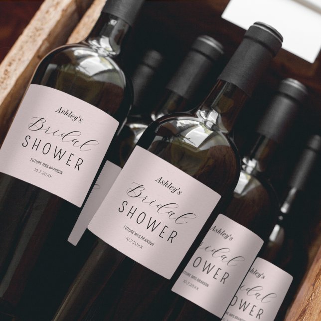 Rosa Brautparty Brunch Weinetikett (Von Creator hochgeladen)