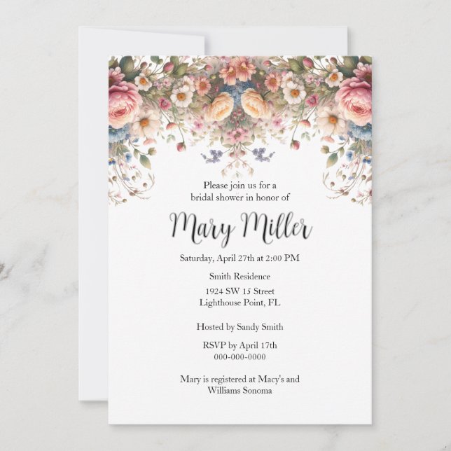 Rosa Brautparty Einladung (Vorderseite)