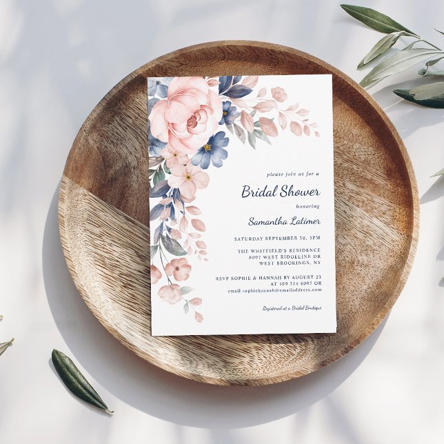 Rosa Brautparty Einladung (Pink Floral Watercolor Script Garden Bridal Shower Invitation)