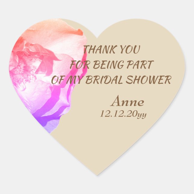 Rosa Brautparty Herzkleber Herz-Aufkleber (Vorderseite)