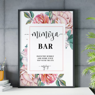 Rosa Brautparty Mimosa Bar Poster