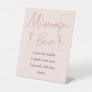 Rosa Brautparty mimosa Bar Sockelschild