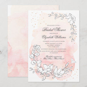 Rosa Brautparty mit Blumenmuster Einladung