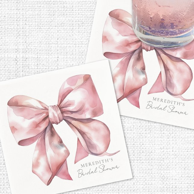 Rosa Brautparty Serviette (Blush Pink Bow Bridal Shower Napkins)