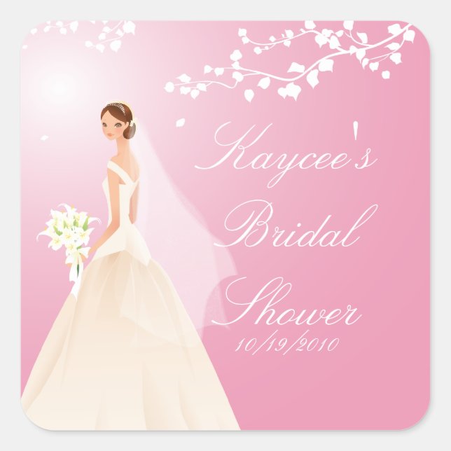Rosa Brautparty Square Sticker (Vorderseite)