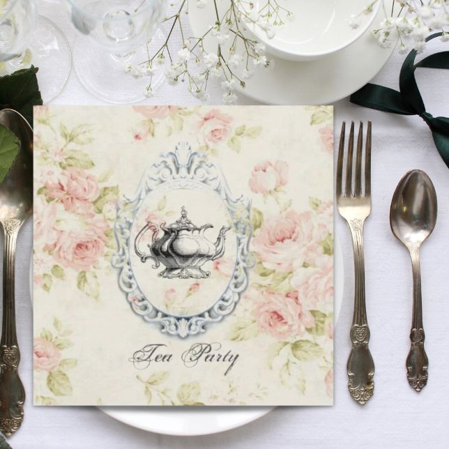 Rosa Brautparty Tee Party Einladung (Pink Floral Bridal Shower Tea Party Invitation)