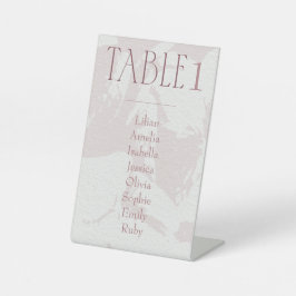 Rosa Brautparty Tischnummer Sockelschild
