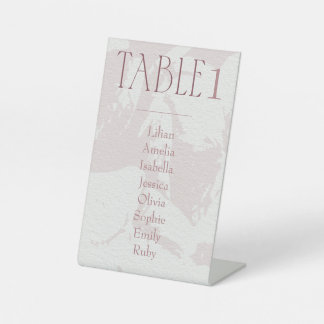 Rosa Brautparty Tischnummer Sockelschild