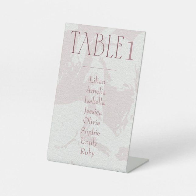 Rosa Brautparty Tischnummer Sockelschild (Vorderseite)