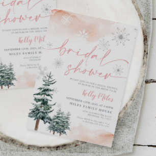 Rosa Bridal Dusche Einladung, Winter Bridal Einladung
