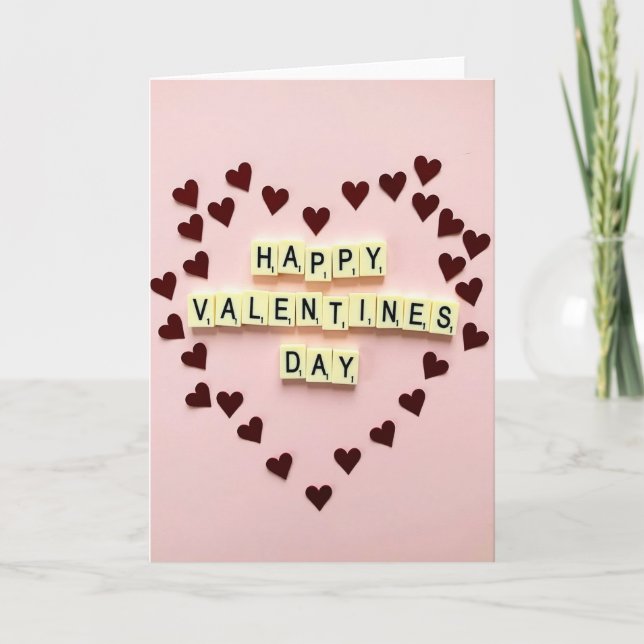 Rosa Brief Titel Valentinstag Karte (Vorderseite)