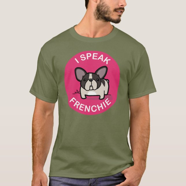 Rosa Brindle geschecktes spreche ich Frenchie T-Shirt (Vorderseite)