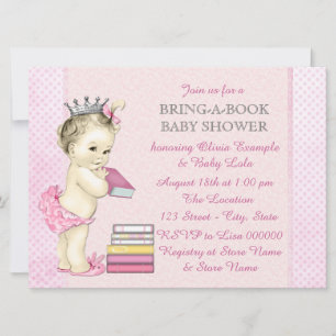 Rosa Bring a Book Baby Shower Einladung
