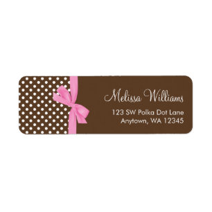 Rosa Brown-Bogen-Polka-dot- addressaufkleber
