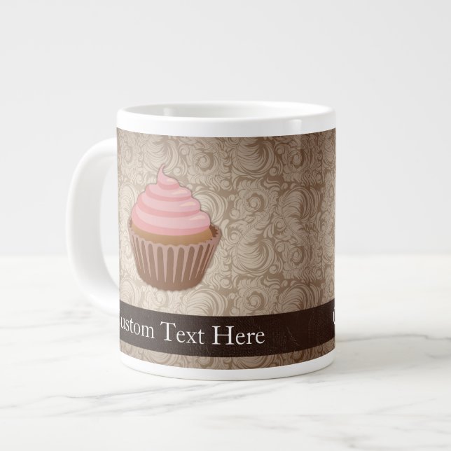 Rosa/Brown-kleiner Kuchen Jumbo-Tasse (Vorderseite Links)