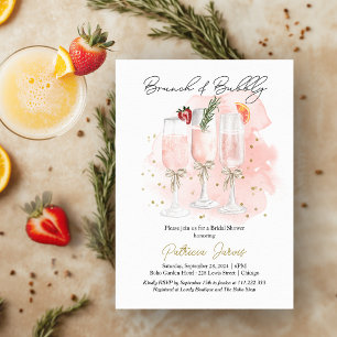 Rosa Brunch & Sprudelnde Mimosa Brautparty Einladung