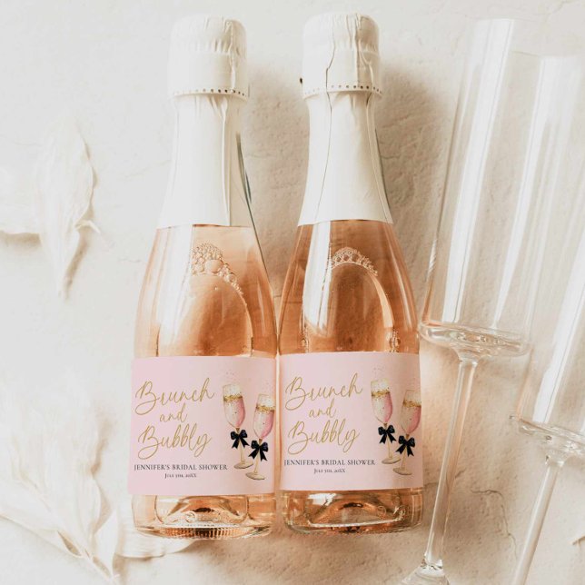 Rosa Brunch und Bubbly Brautparty (Pink champagne Brunch and Bubbly Mini Champagne Label)