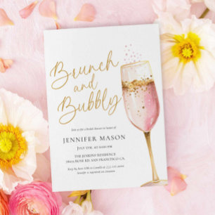 Rosa Brunch und Bubbly Brautparty Einladung