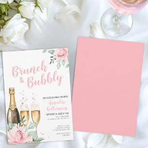 Rosa Brunch und Champagner Brautparty Einladung