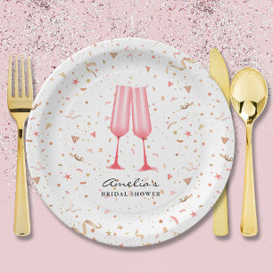 Rosa Brunch und prickelnde Brautparty Pappteller