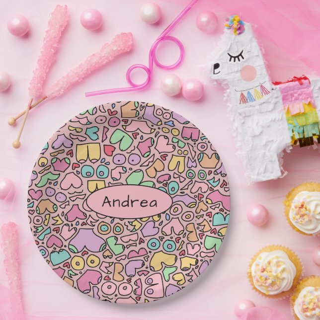 Rosa Brüste populäre lustige Muster Pappteller (Party)