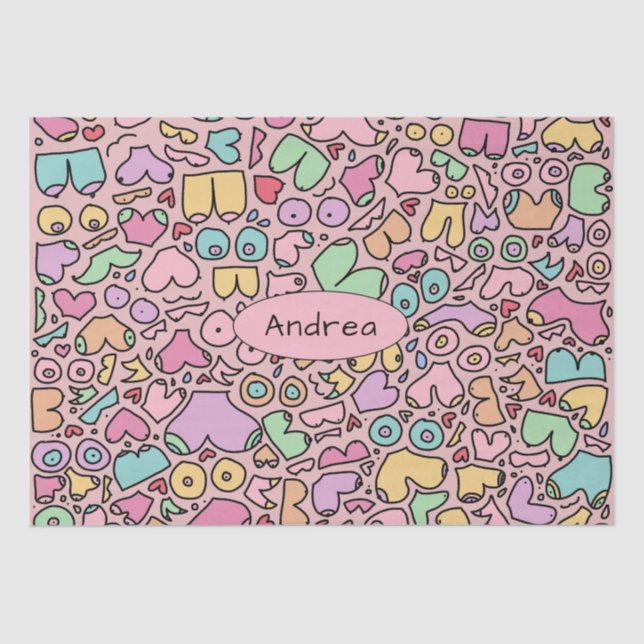 Rosa Brüste populäre lustige Muster Seidenpapier (Vorderseite)