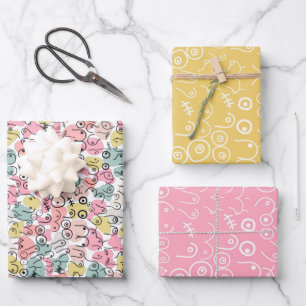 Rosa Brustfolie Geschenkpapier Set