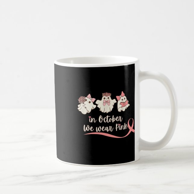 Rosa Brustkrebs Krieger Niedlich Groovy Ghost Hall Kaffeetasse (Rechts)