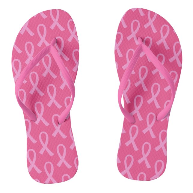Rosa Brustkrebs Schleife Flip Flops (Fußbett)