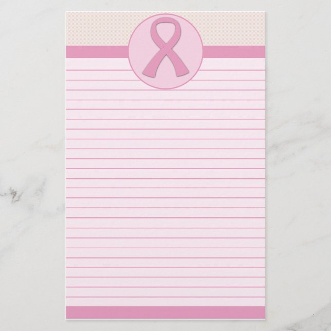 Rosa Brustkrebs Schleife gezeichnet Briefpapier (Vorderseite)